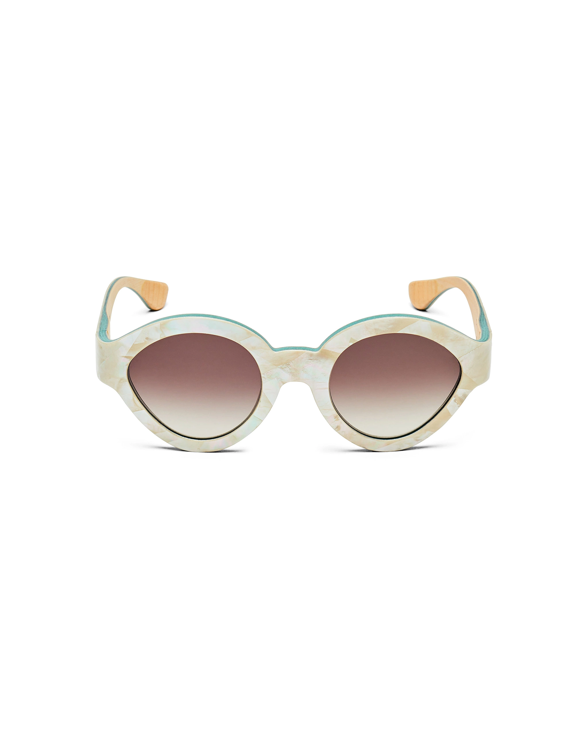 a close up of mother of pearl sunglasses