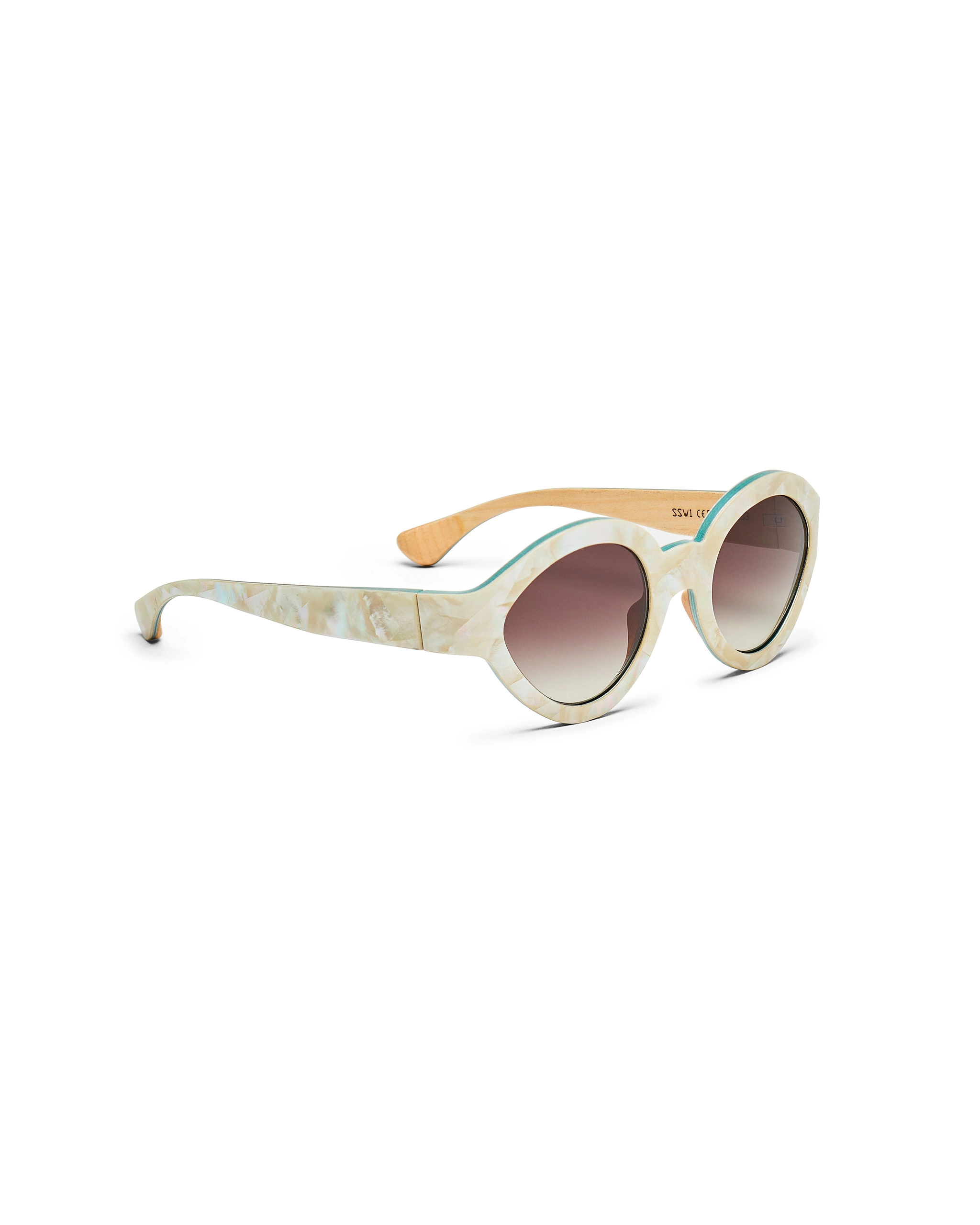 a close up of mother of pearl sunglasses